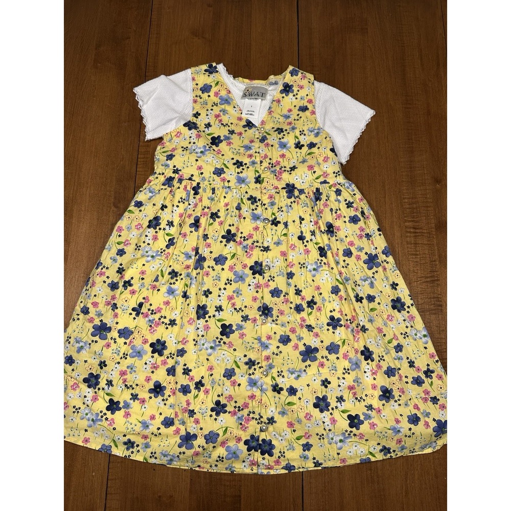 Girls Vintage Floral SWAT Dress Size 8 COTTAGECORE 80'S 90'S Retro Print